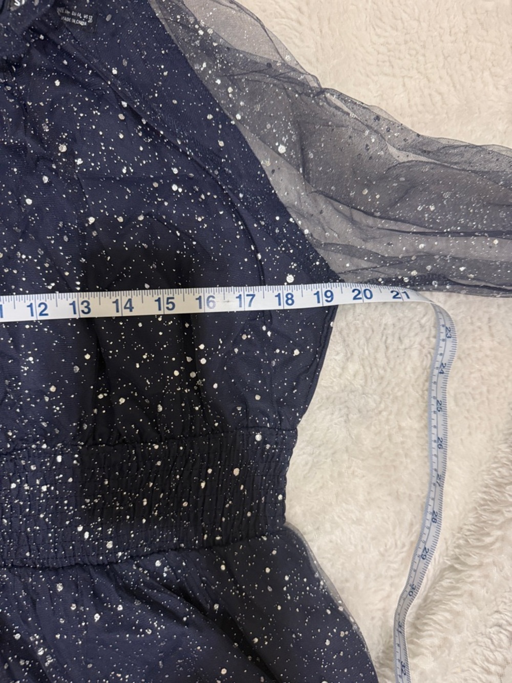SHEIN Navy Blue Sparkle Long Sleeve Dress - Picture 15 of 15